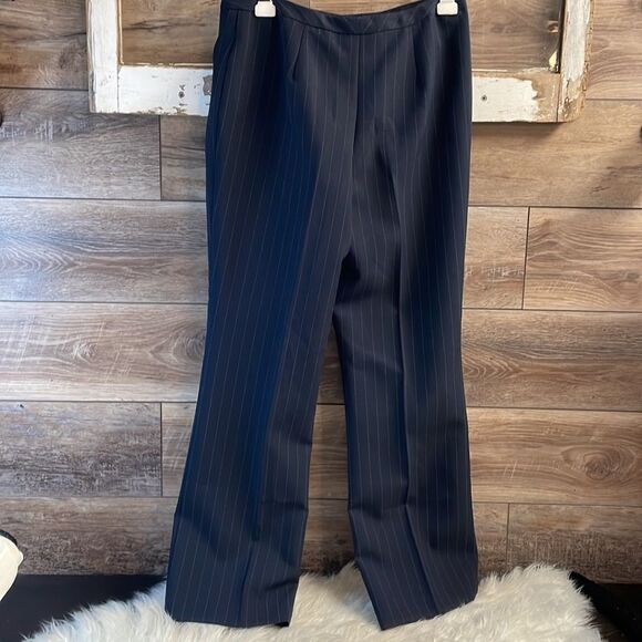Modern Essentials Ladies Dress Pants Trousers, Navy Blue Pinstripes, Size 9 - Picture 3 of 6
